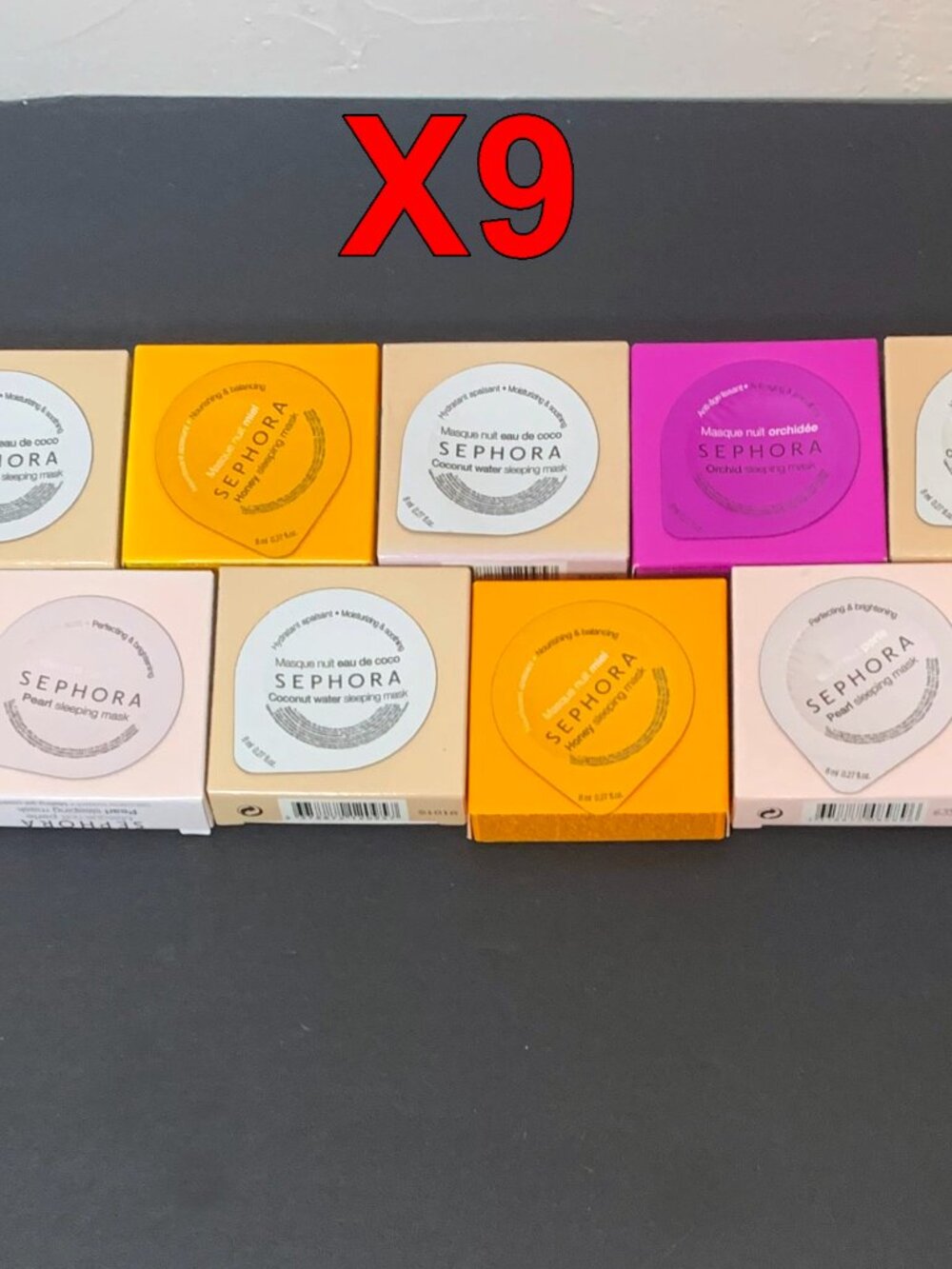 9 PACK Sephora Sleeping Face Mask Honey Coconut Pearl Orchid